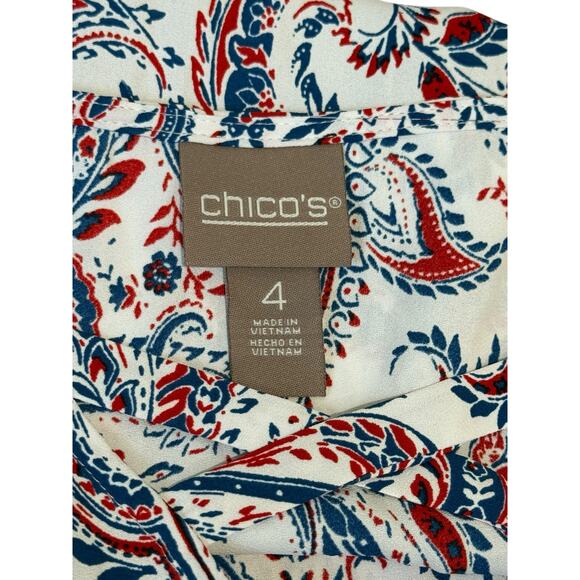 Chicos Cutout Blouse Women 4 Plus Size Paisley Flowy Americana Career Office Top - Picture 10 of 11